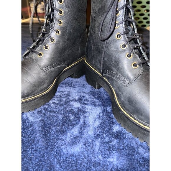 DR MARTENS Shriver Hi Black Burnished Wyoming Leather Boots Women 7 US - Picture 7 of 14